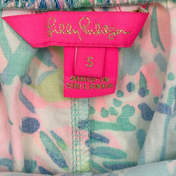 Lilly Pulitzer Ocean View Shorts, Blue Ibiza Cabana Print, Sz. S. Tropical Beach - Picture 3 of 8